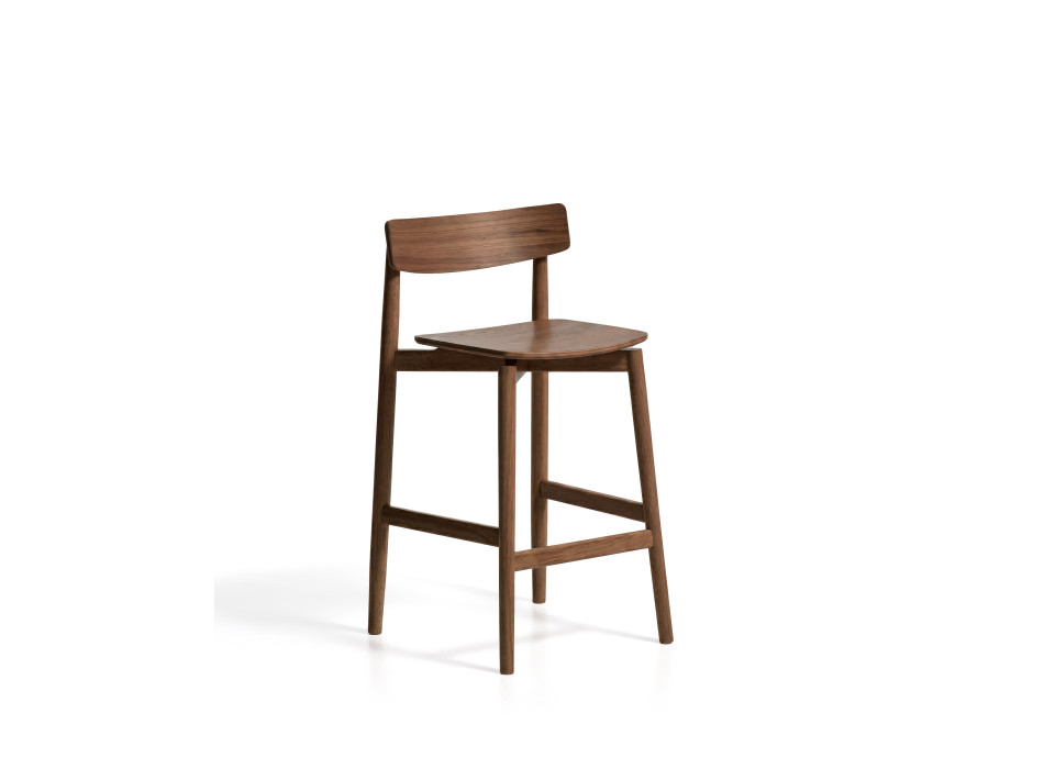 Evera stool with oak veneer backrest with finish