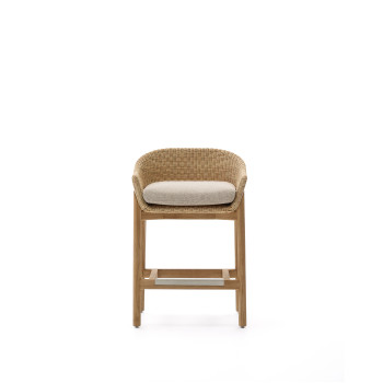 Galea stool in solid teak wood and synthetic rattan 65 cm FSC 100%