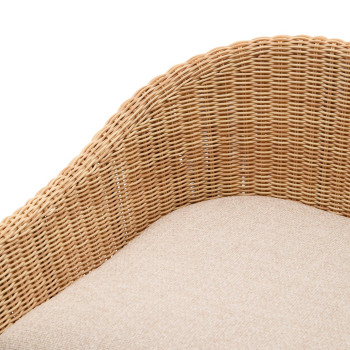 Galea stool in solid teak wood and synthetic rattan 65 cm FSC 100%