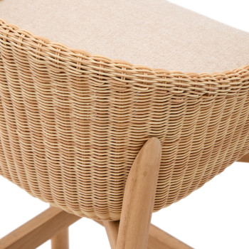 Galea stool in solid teak wood and synthetic rattan 65 cm FSC 100%