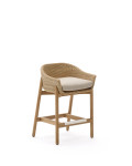Galea stool in solid teak wood and synthetic rattan 65 cm FSC 100%