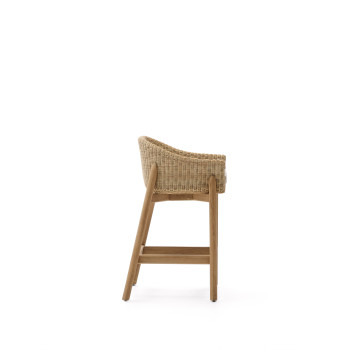 Galea stool in solid teak wood and synthetic rattan 65 cm FSC 100%