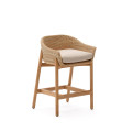 Galea stool in solid teak wood and synthetic rattan 65 cm FSC 100%