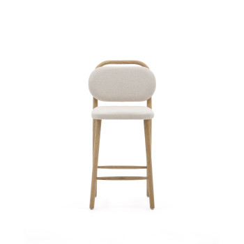 Helda stool in beige chenille and solid oak FSC Mix Credit 65 cm