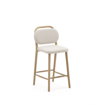 Helda stool in beige chenille and solid oak FSC Mix Credit 65 cm
