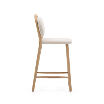 Helda stool in beige chenille and solid oak FSC Mix Credit 65 cm