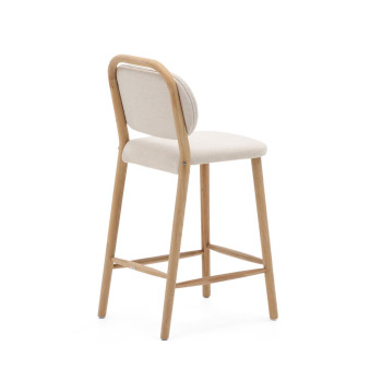 Helda stool in beige chenille and solid oak FSC Mix Credit 65 cm