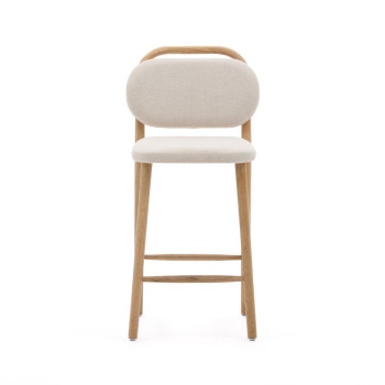 Helda stool in beige chenille and solid oak FSC Mix Credit 65 cm