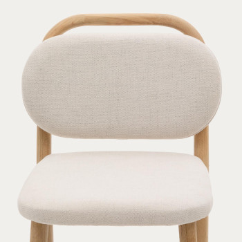 Helda stool in beige chenille and solid oak FSC Mix Credit 65 cm