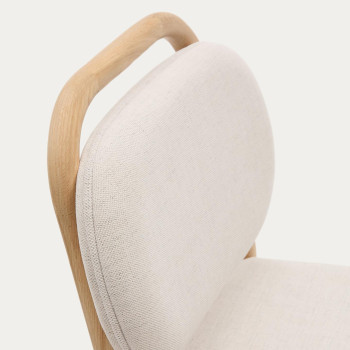 Helda stool in beige chenille and solid oak FSC Mix Credit 65 cm