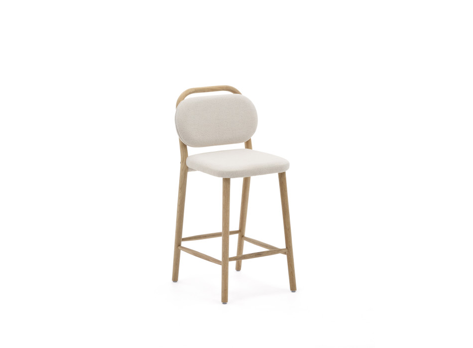 Helda stool in beige chenille and solid oak FSC Mix Credit 65 cm