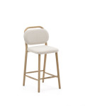 Helda stool in beige chenille and solid oak FSC Mix Credit 65 cm