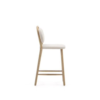 Helda stool in beige chenille and solid oak FSC Mix Credit 65 cm