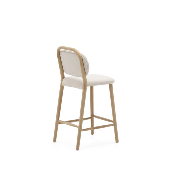 Helda stool in beige chenille and solid oak FSC Mix Credit 65 cm