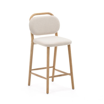 Helda stool in beige chenille and solid oak FSC Mix Credit 65 cm