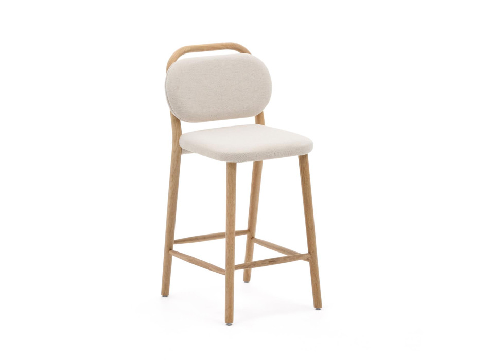 Helda stool in beige chenille and solid oak FSC Mix Credit 65 cm