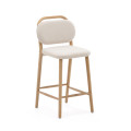 Helda stool in beige chenille and solid oak FSC Mix Credit 65 cm