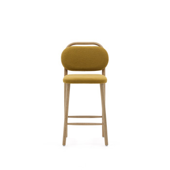 Helda stool in mustard chenille and solid oak FSC Mix Credit 65 cm
