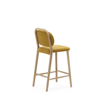 Helda stool in mustard chenille and solid oak FSC Mix Credit 65 cm