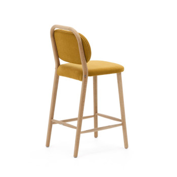 Helda stool in mustard chenille and solid oak FSC Mix Credit 65 cm