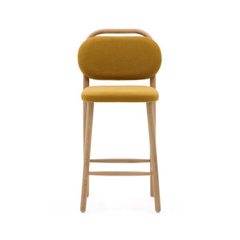 Helda stool in mustard chenille and solid oak FSC Mix Credit 65 cm
