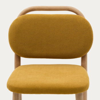 Helda stool in mustard chenille and solid oak FSC Mix Credit 65 cm