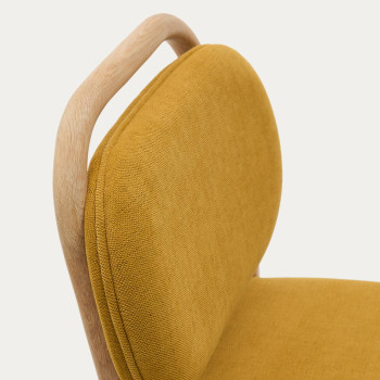 Helda stool in mustard chenille and solid oak FSC Mix Credit 65 cm