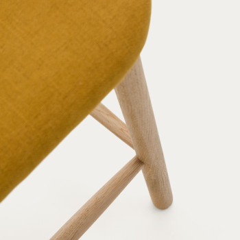Helda stool in mustard chenille and solid oak FSC Mix Credit 65 cm