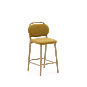 Helda stool in mustard chenille and solid oak FSC Mix Credit 65 cm
