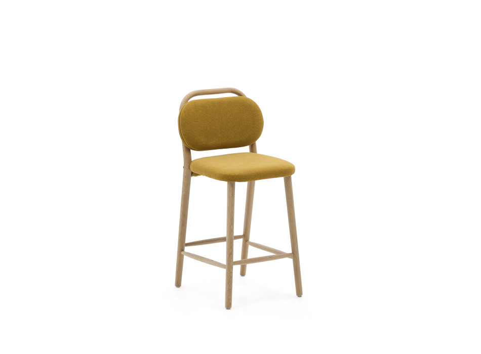 Helda stool in mustard chenille and solid oak FSC Mix Credit 65 cm