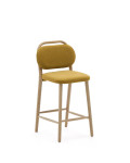 Helda stool in mustard chenille and solid oak FSC Mix Credit 65 cm