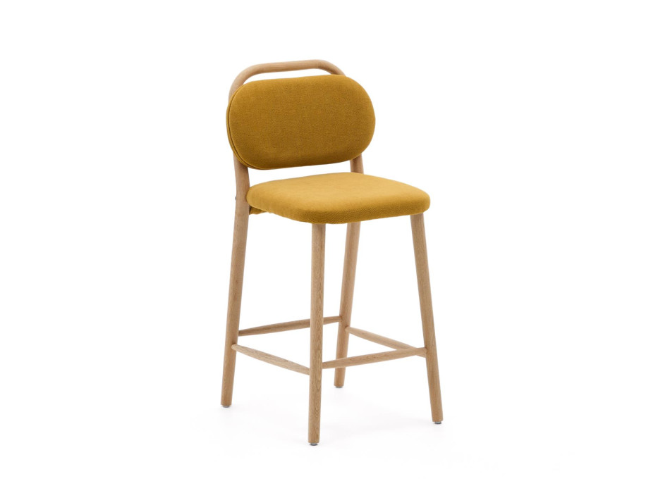 Helda stool in mustard chenille and solid oak FSC Mix Credit 65 cm