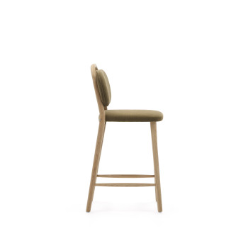 Helda stool in green chenille and solid oak FSC Mix Credit 65 cm
