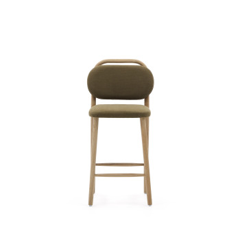 Helda stool in green chenille and solid oak FSC Mix Credit 65 cm