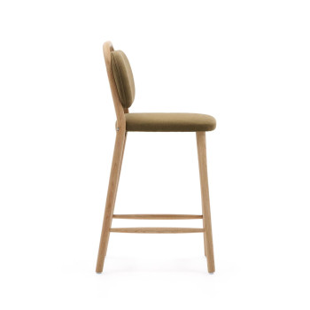 Helda stool in green chenille and solid oak FSC Mix Credit 65 cm