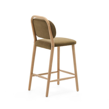 Helda stool in green chenille and solid oak FSC Mix Credit 65 cm
