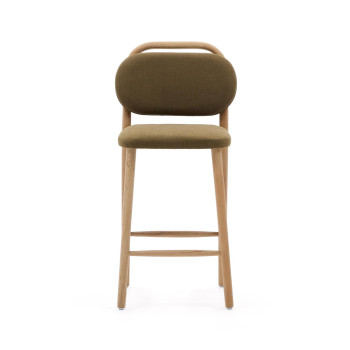 Helda stool in green chenille and solid oak FSC Mix Credit 65 cm