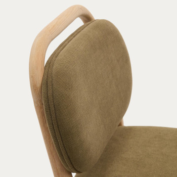 Helda stool in green chenille and solid oak FSC Mix Credit 65 cm