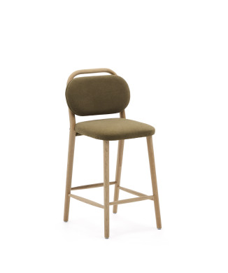 Helda stool in green chenille and solid oak FSC Mix Credit 65 cm
