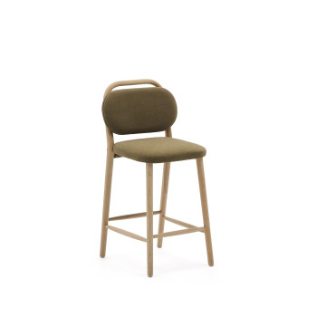 Helda stool in green chenille and solid oak FSC Mix Credit 65 cm