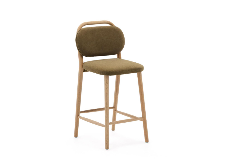 Helda stool in green chenille and solid oak FSC Mix Credit 65 cm