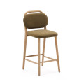 Helda stool in green chenille and solid oak FSC Mix Credit 65 cm