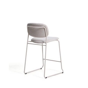 Meli stackable stool in beige chenille with beige metal legs FSC Mix Credit 65 cm