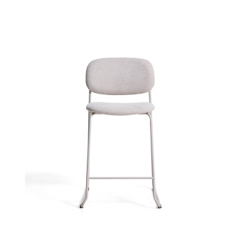 Meli stackable stool in beige chenille with beige metal legs FSC Mix Credit 65 cm