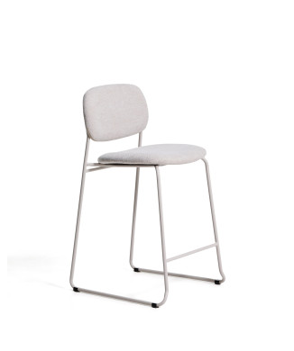Meli stackable stool in beige chenille with beige metal legs FSC Mix Credit 65 cm