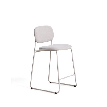 Meli stackable stool in beige chenille with beige metal legs FSC Mix Credit 65 cm