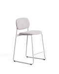 Meli stackable stool in beige chenille with beige metal legs FSC Mix Credit 65 cm