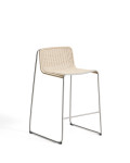 Tavari stackable stool in beige synthetic rope and brushed effect AISI 304 stainless steel, 75 cm