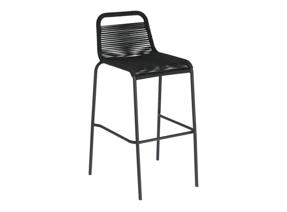 Lambton stool in black rope and black finish steel, height 74 cm