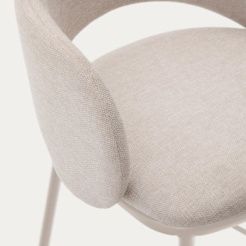 Maina stool in beige chenille and steel legs with beige finish FSC Mix Credit 65 cm